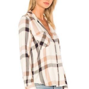 L’Agence Jacqueline Plaid Blonde Shirt